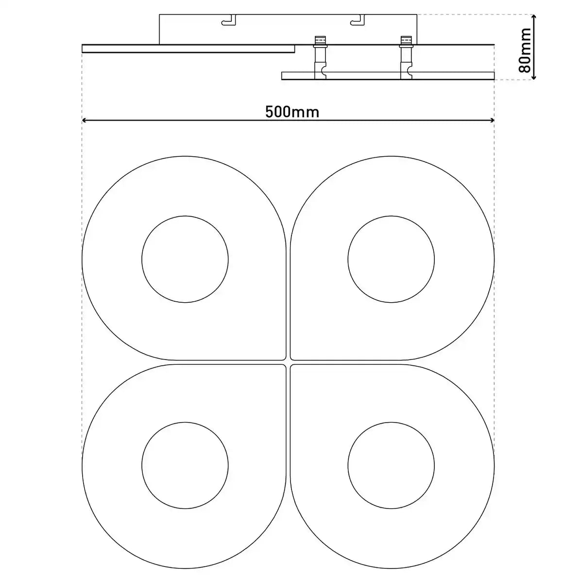 LED Deckenleuchte "SMILLA" weiß, 50 x 50 cm, 8 cm, Metall und Kunststoff, integrierte LEDs, 2400 lm, dimmbar, CCT-Funktion 3.000-6.500 K, Nachtlichtfunktion.
