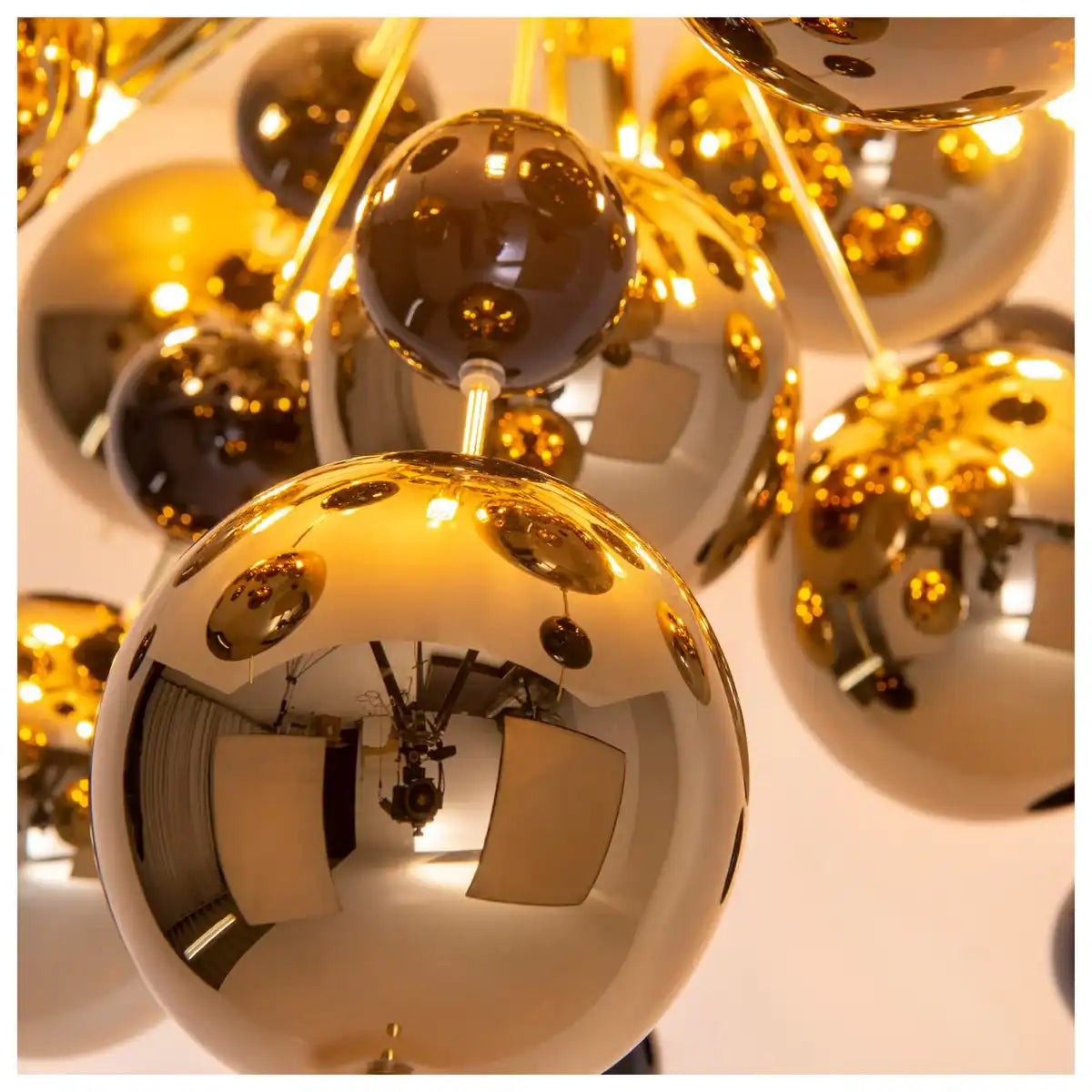 Deckenleuchte "EXPLOSION" Gold aus Metall und Glas, G9 Fassungen, Deckenlampe für Esszimmer, Wohnzimmer, Diele oder Büro, Ø57 cm