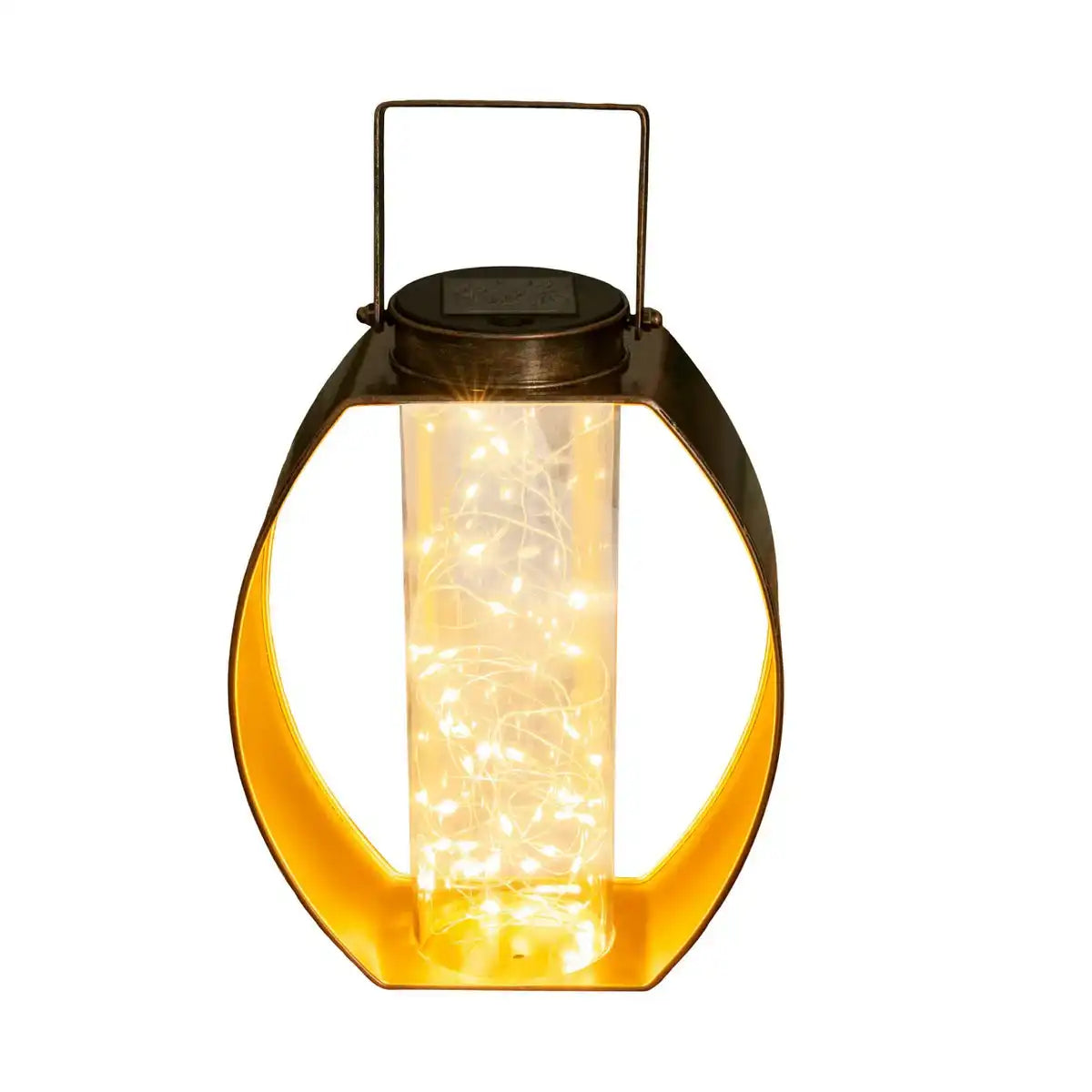 LED Solarleuchte "Fairylight" für Terrasse und Balkon, LED Tischlampe aus Metall aus Metall in Schwarz, und Gold und Acryl, fest verbaute LEDs, Deko Solarleuchte 26 x 19,5 x12,5 cm