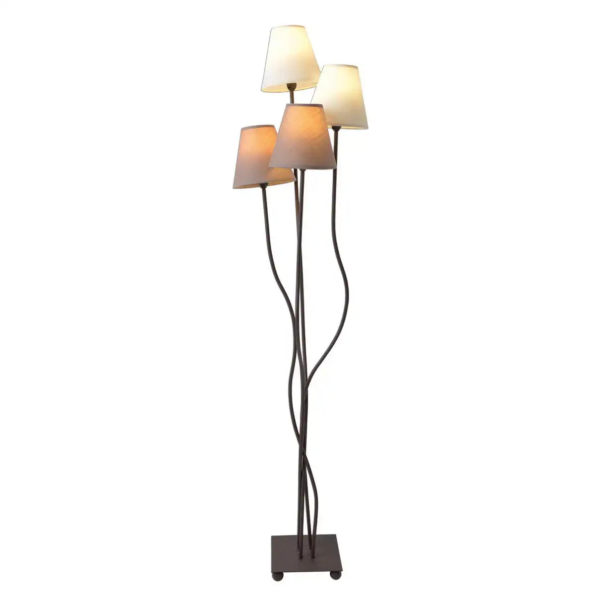 Textilstehleuchte 4-flammig "BOHO", Stehlampe in Beige/Braun, mit E14-Fassung, für Esszimmer, Wohnzimmer, Diele oder Büro, 138 cm hoch