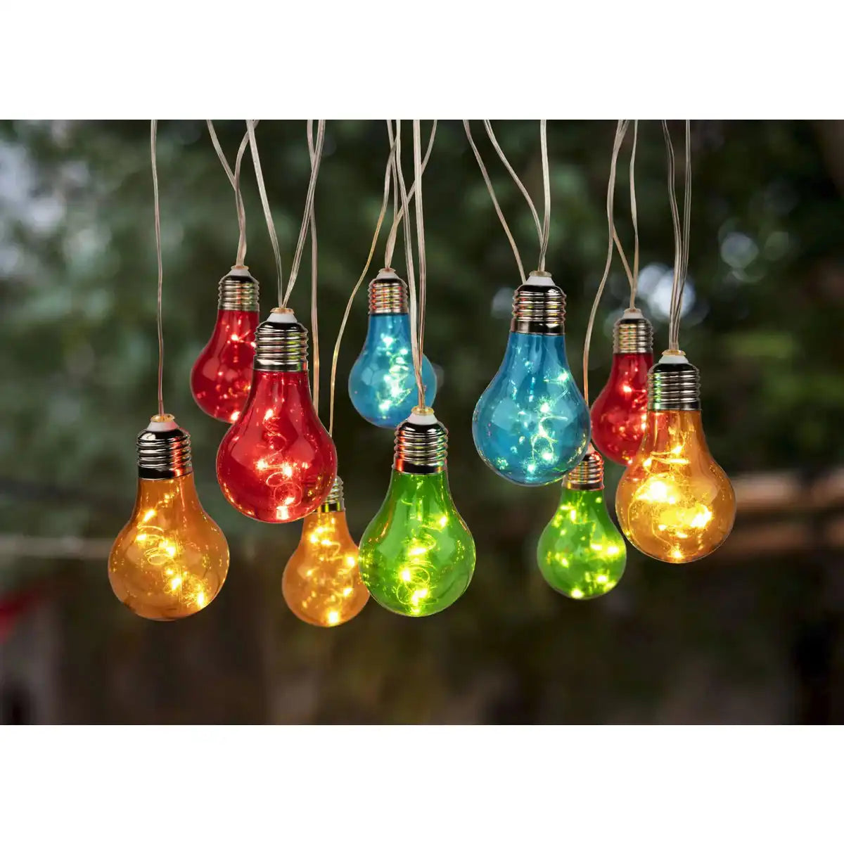 10er-LED Solar-Außen-Lichterkette bunt