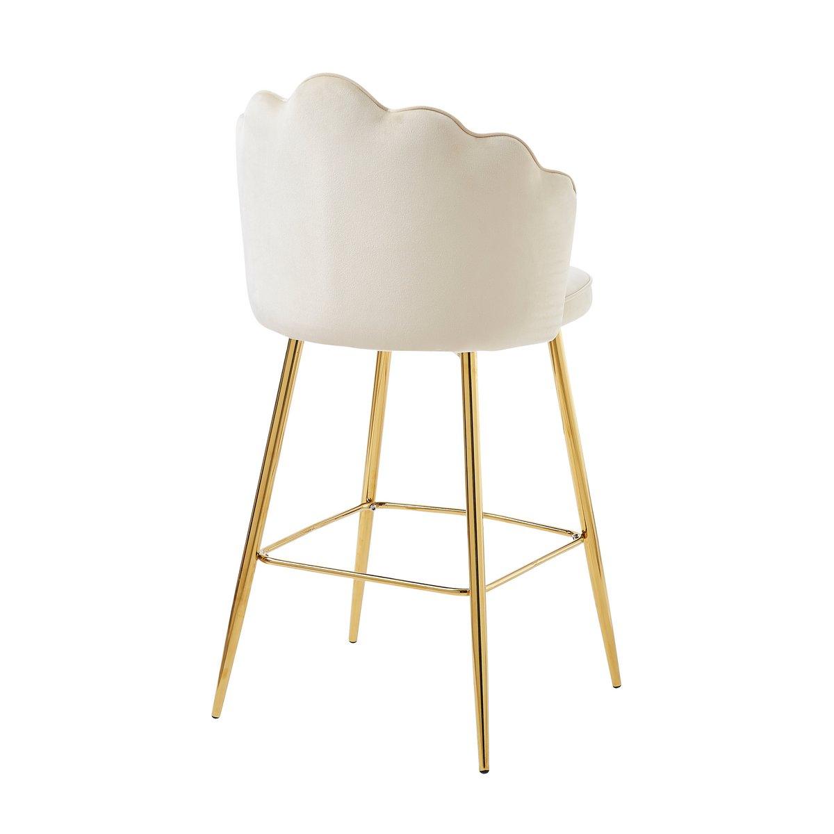 Barhocker Muscheldesign 2er Set aus Samt Beige