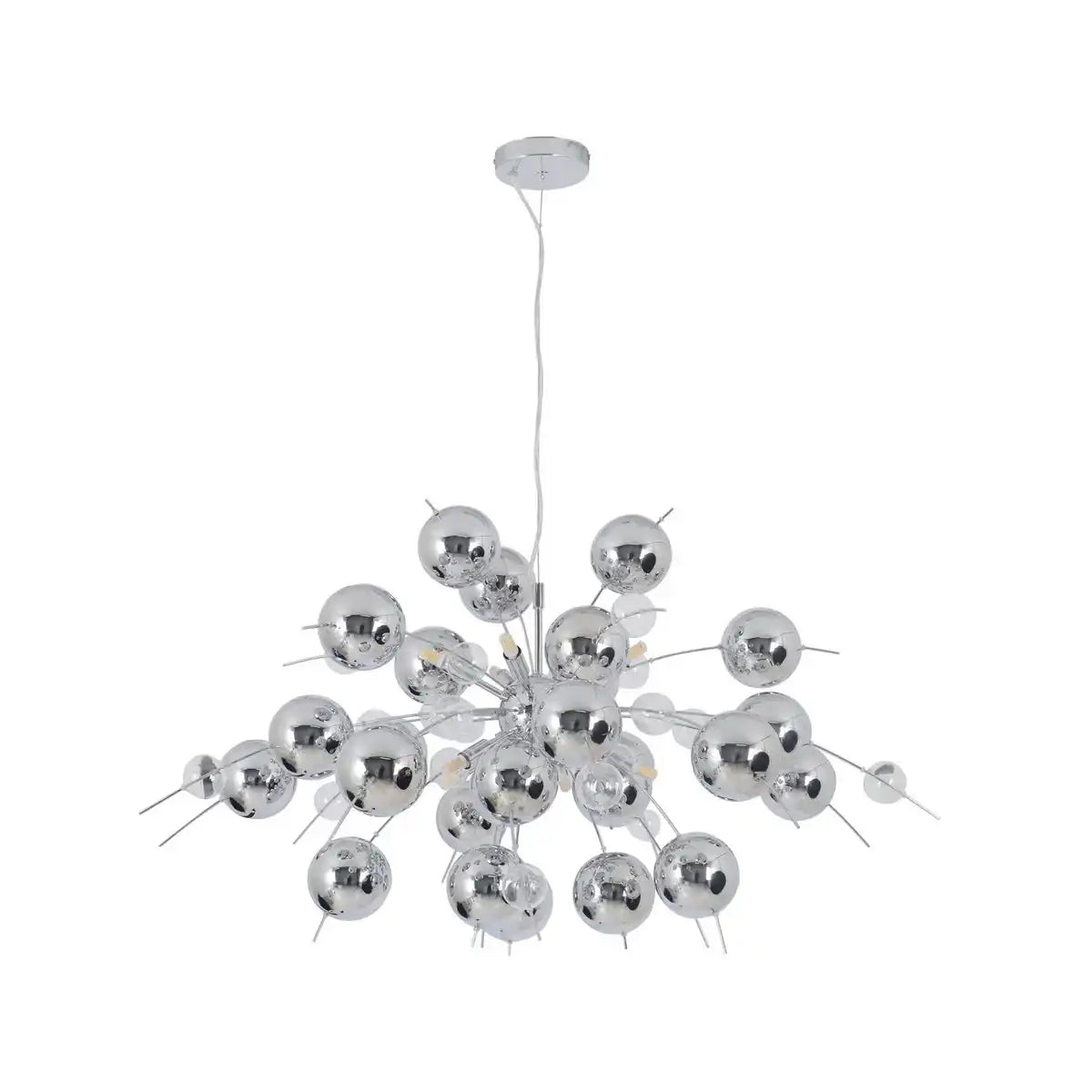 Pendelleuchte "EXPLOSION" chrom aus Metall und Glas, G9 Fassungen, Hängelampe für Esszimmer, Wohnzimmer, Diele oder Büro, Øca. 98 cm