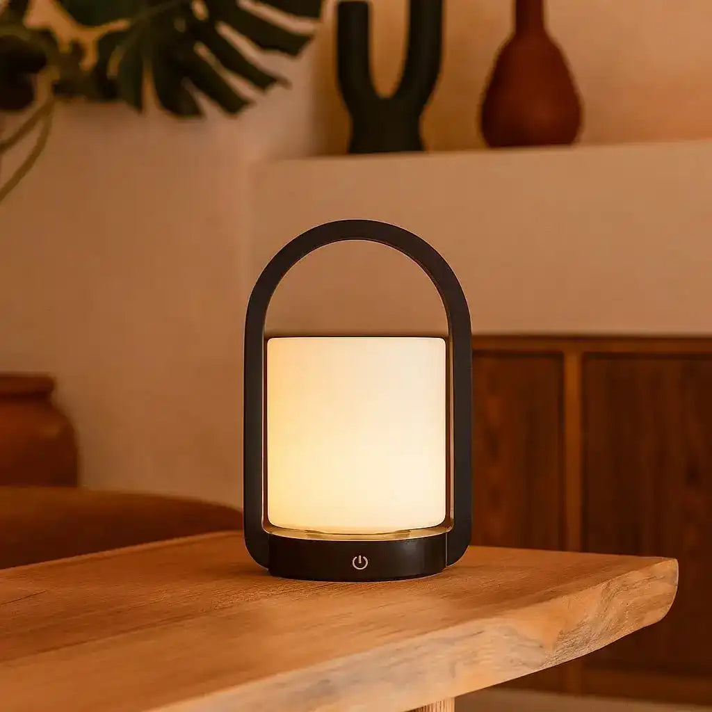 George dunkelbraune Holzlampe – wiederaufladbar, dimmbar und tragbar