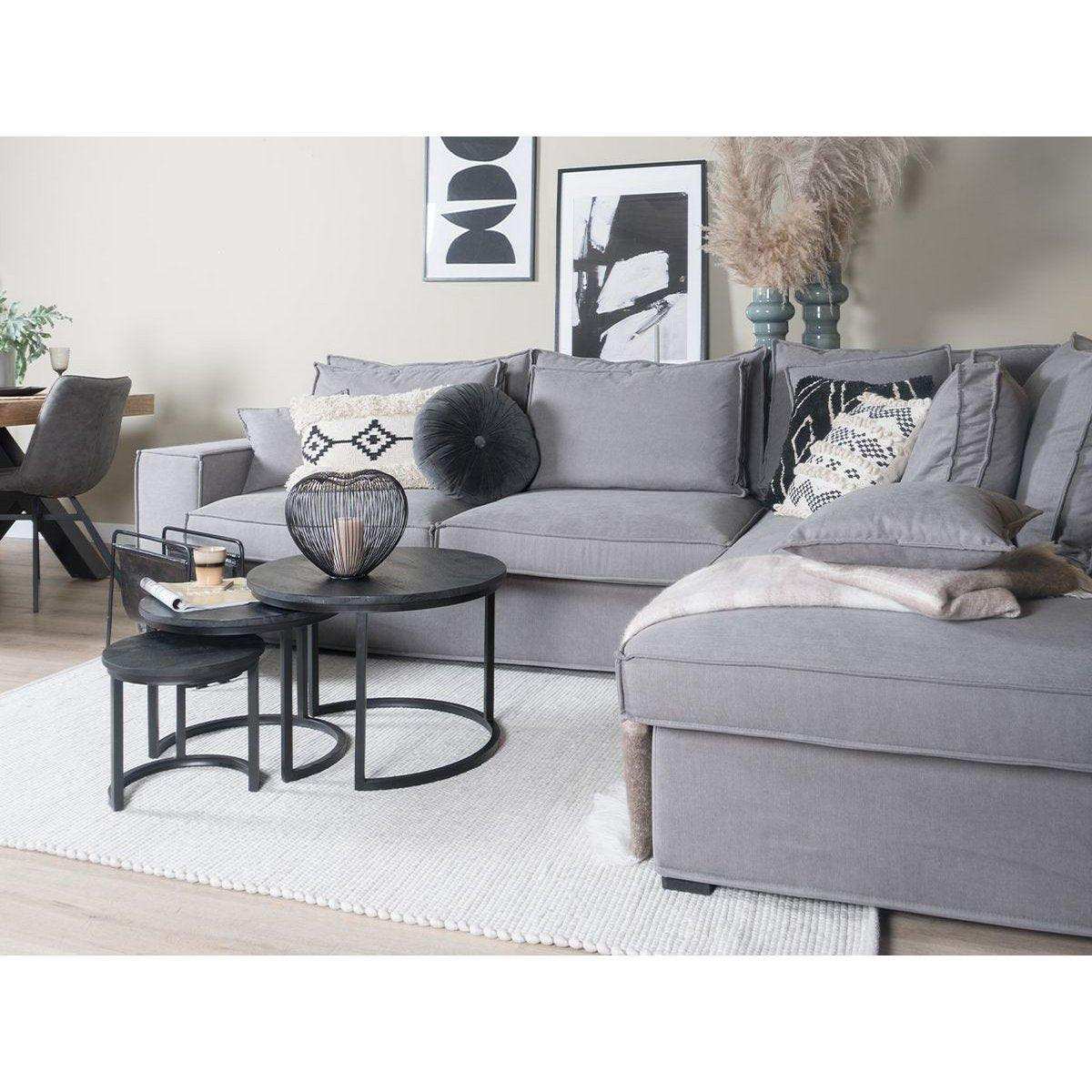 3er Couchtisch Set Industrielles Beistelltisch schwarze Platte - HomeDesign Knaus