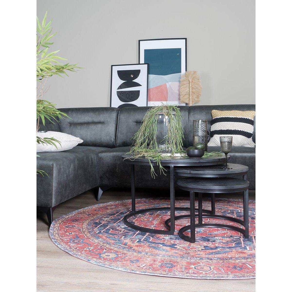 3er Couchtisch Set Industrielles Beistelltisch schwarze Platte - HomeDesign Knaus