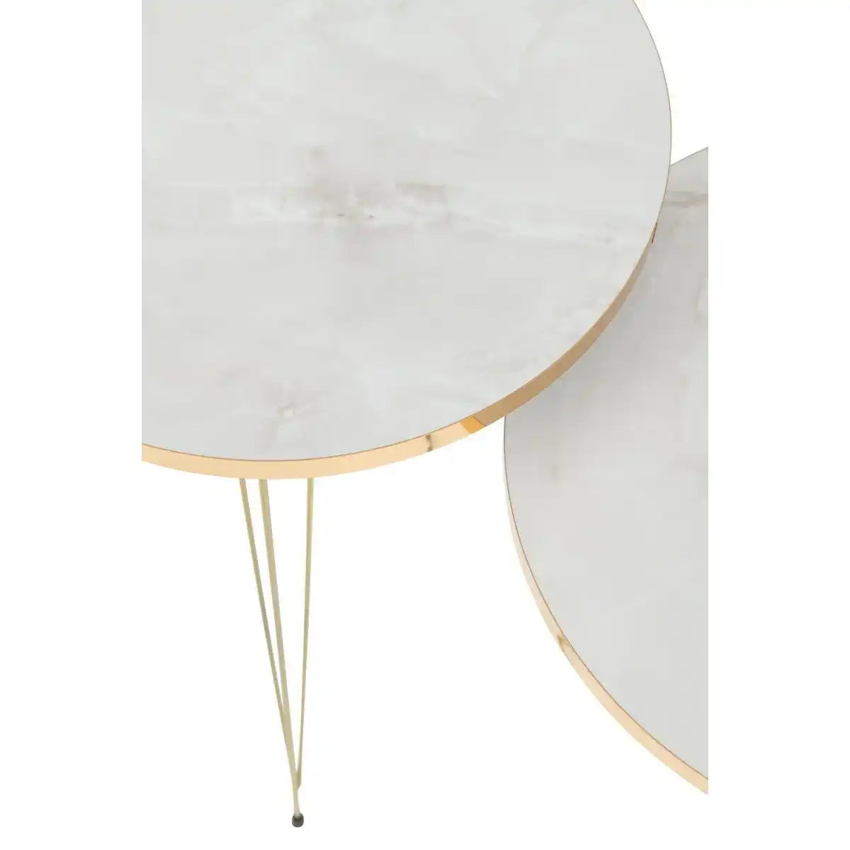 3er Set Bestelltisch Couchtisch Weiß/Gold Mamor - HomeDesign Knaus