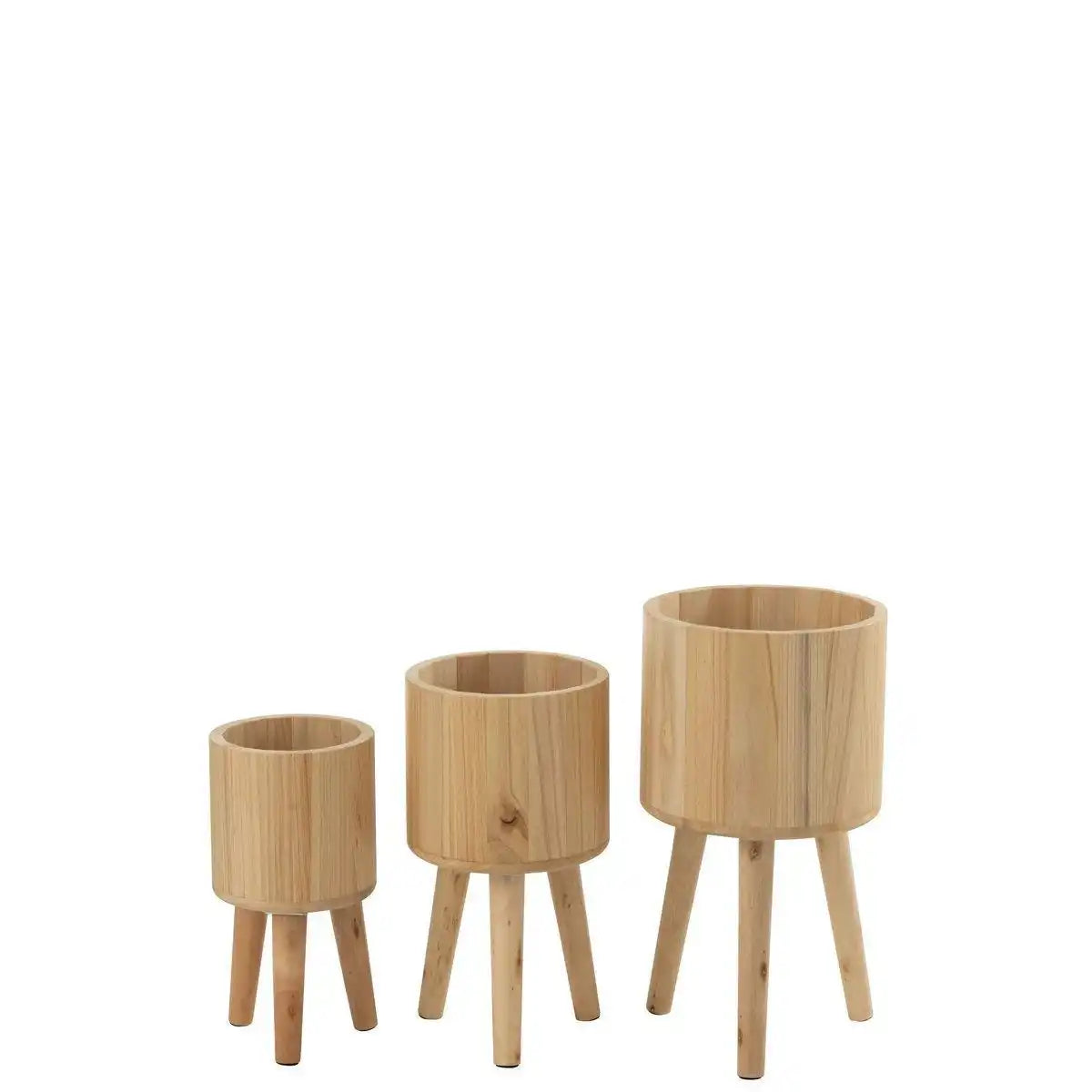 3er Set Blumentöpfe Classic Holz Natur - HomeDesign Knaus