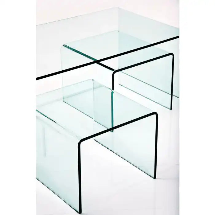 3er Set Couchtisch Clear Club Beistelltisch Glastisch Sicherheitsglas - HomeDesign Knaus