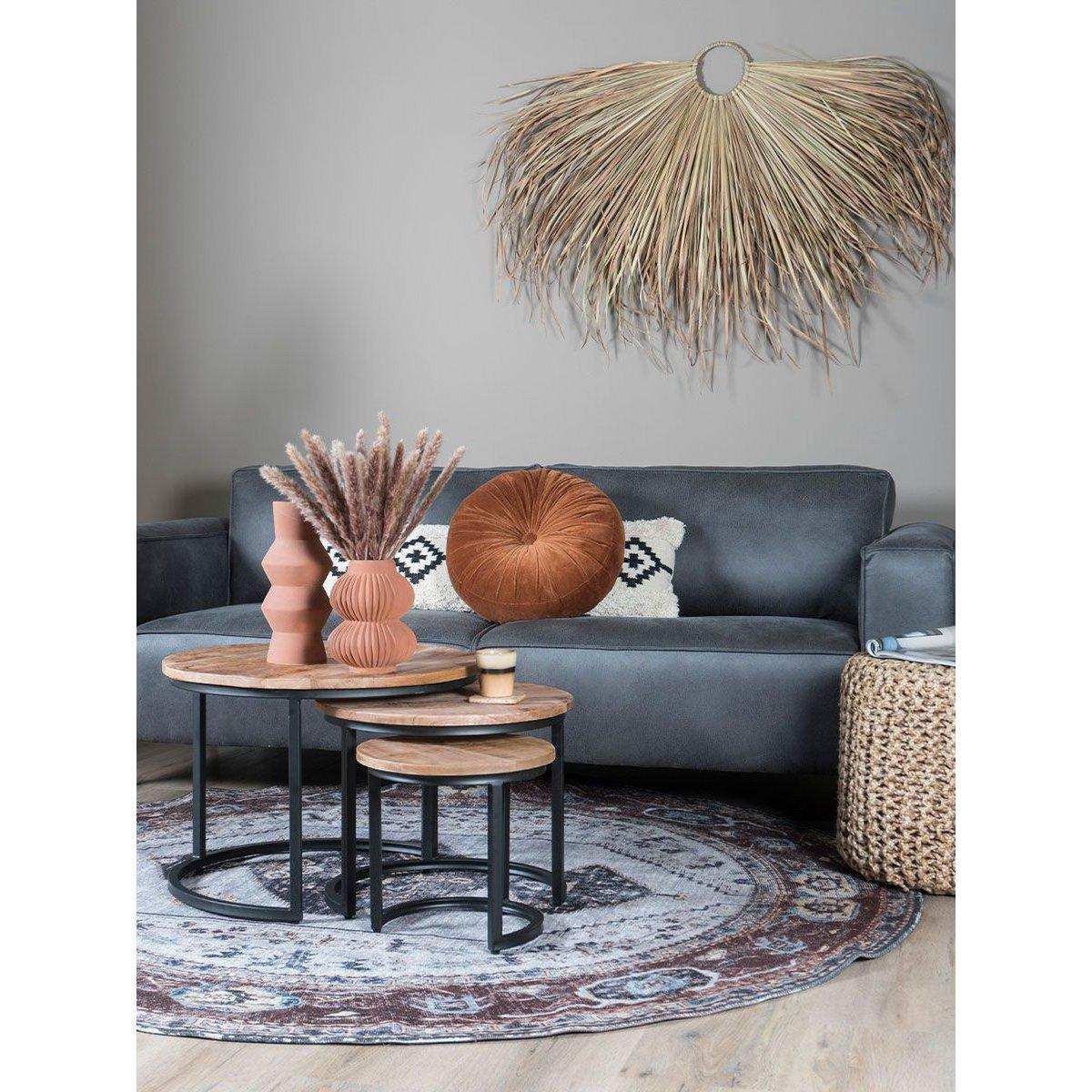 3er-Set Couchtisch Industrielles Mangoholz - HomeDesign Knaus