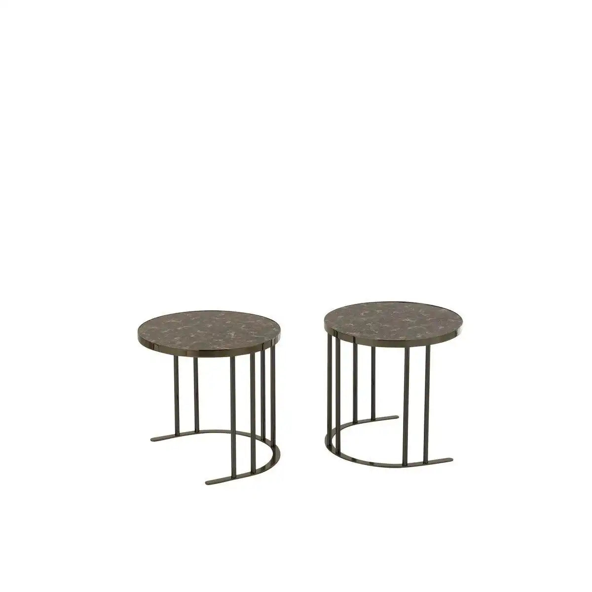 3er Set Couchtisch Metall Silber/Braun - HomeDesign Knaus
