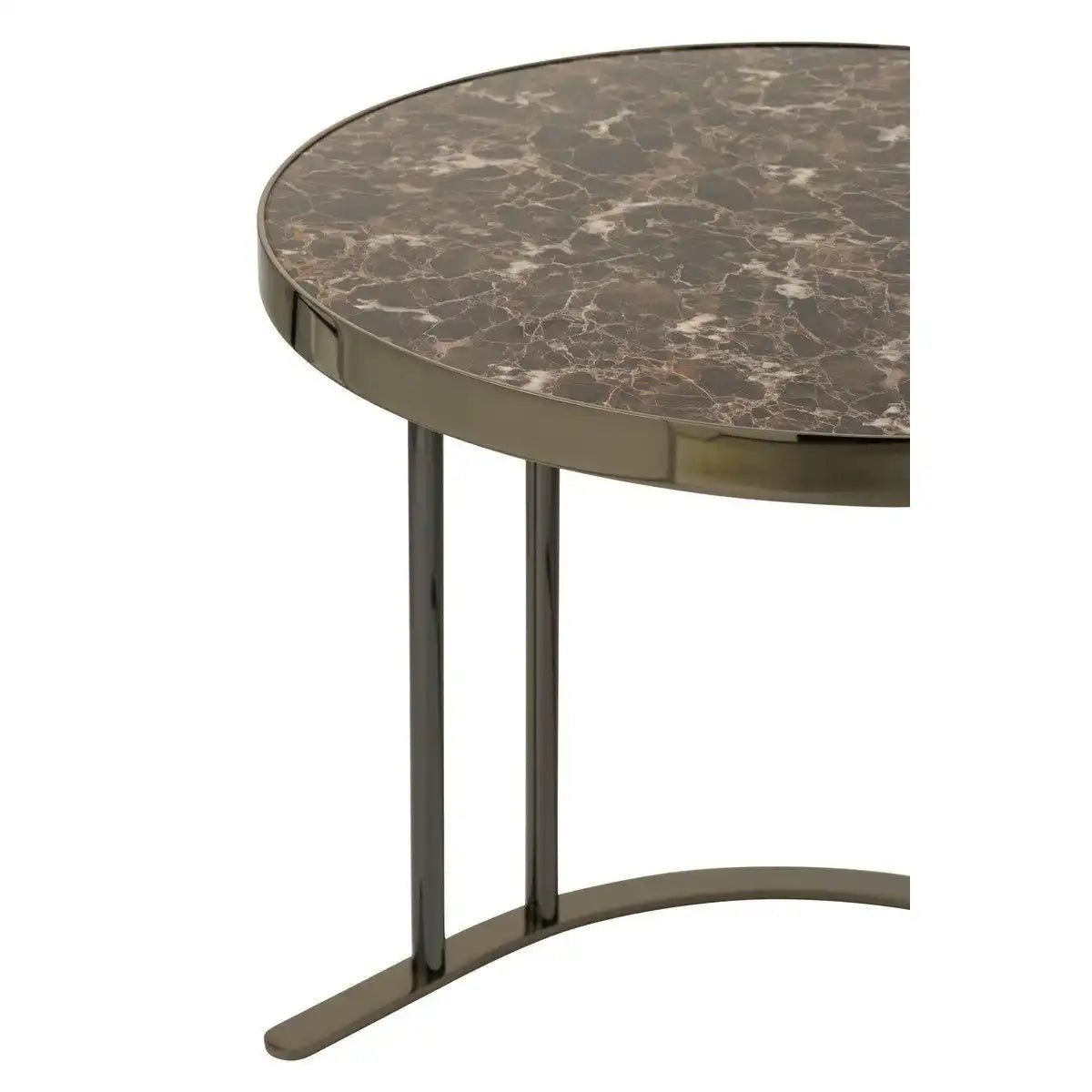 3er Set Couchtisch Metall Silber/Braun - HomeDesign Knaus