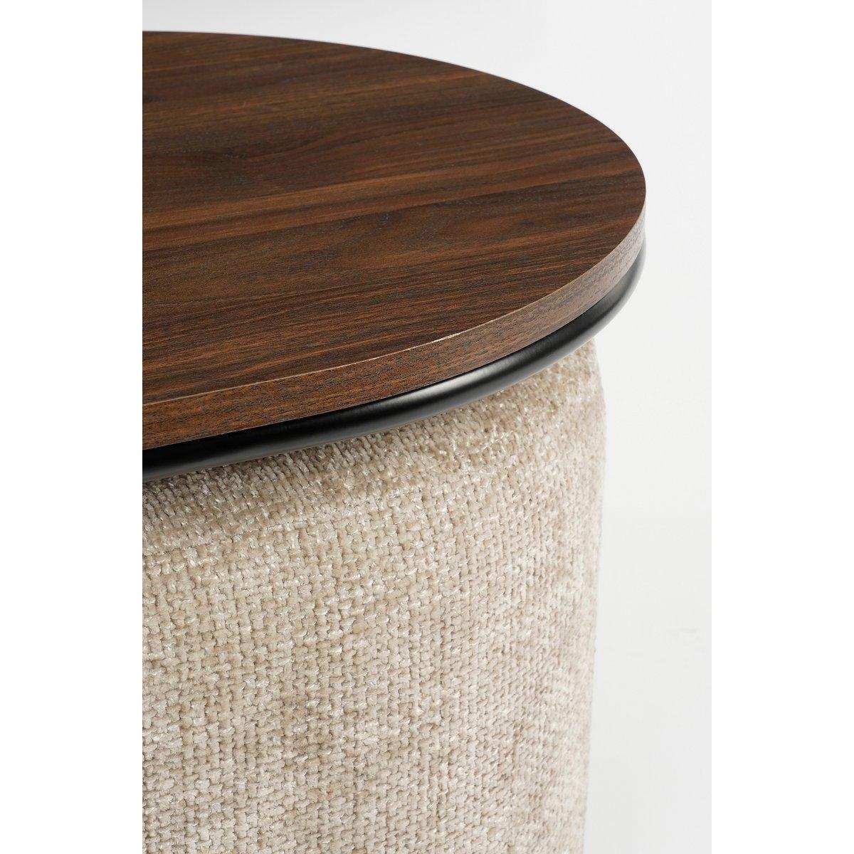 3er Set Couchtisch mit Poufs Hellgrau - HomeDesign Knaus