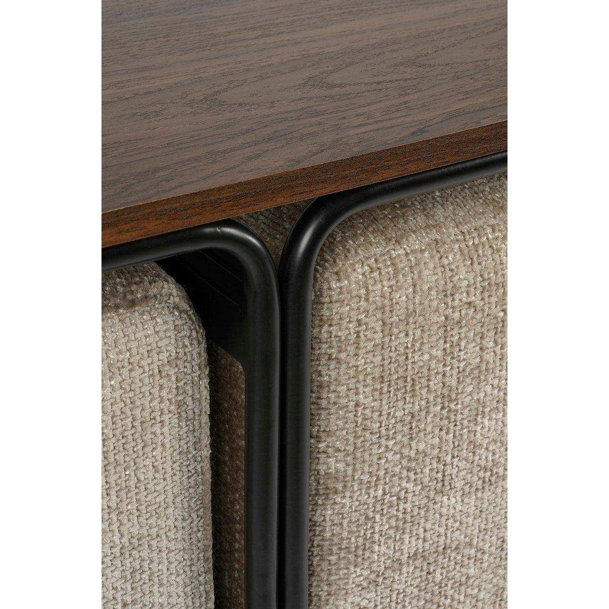 3er Set Couchtisch mit Poufs Hellgrau - HomeDesign Knaus