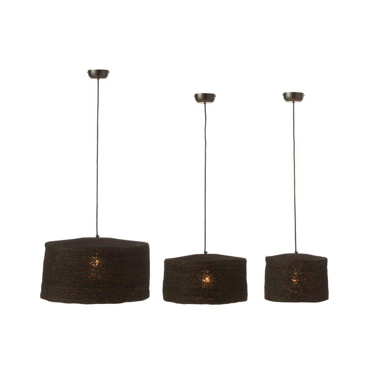 3er Set Hängelampe Moonj Natur Gras Schwarz Hängeleuchte - HomeDesign Knaus