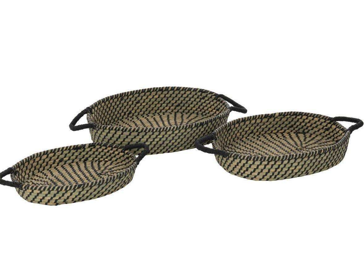 3er-Set Korb mit ovalen Griffen, Stroh - HomeDesign Knaus