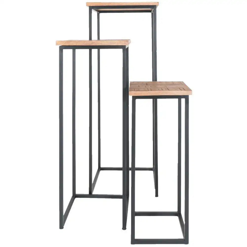 3er Set Pflanzentische Sam Square Mangoholz Deko Säule - HomeDesign Knaus