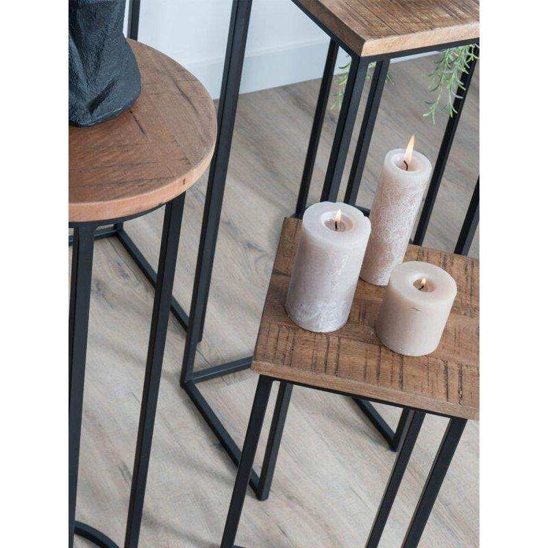 3er Set Pflanzentische Sam Square Mangoholz Deko Säule - HomeDesign Knaus