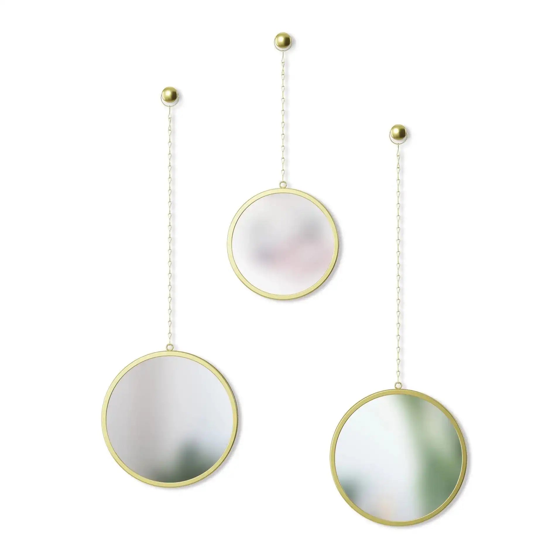 3er set Spiegel Rund Hängespiegel Gold Wanddekoration - HomeDesign Knaus
