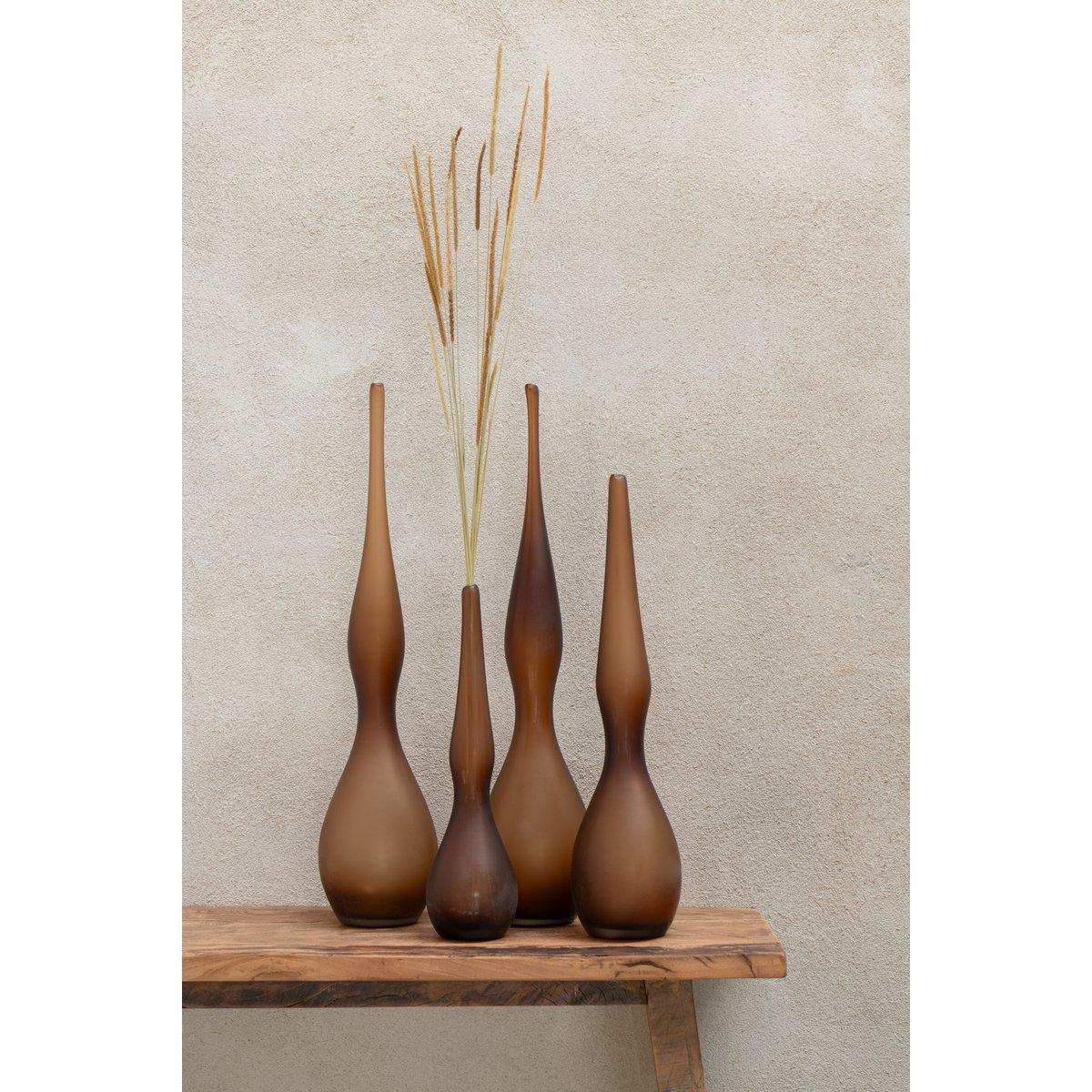 3er Set Vasen Yoko gebogenes Flötenglas braun - HomeDesign Knaus