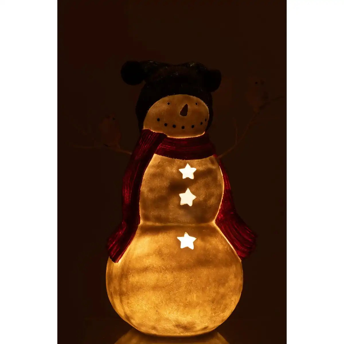 J-Line Figur Schneemann Vögel - Polyresin - rot/grün - groß