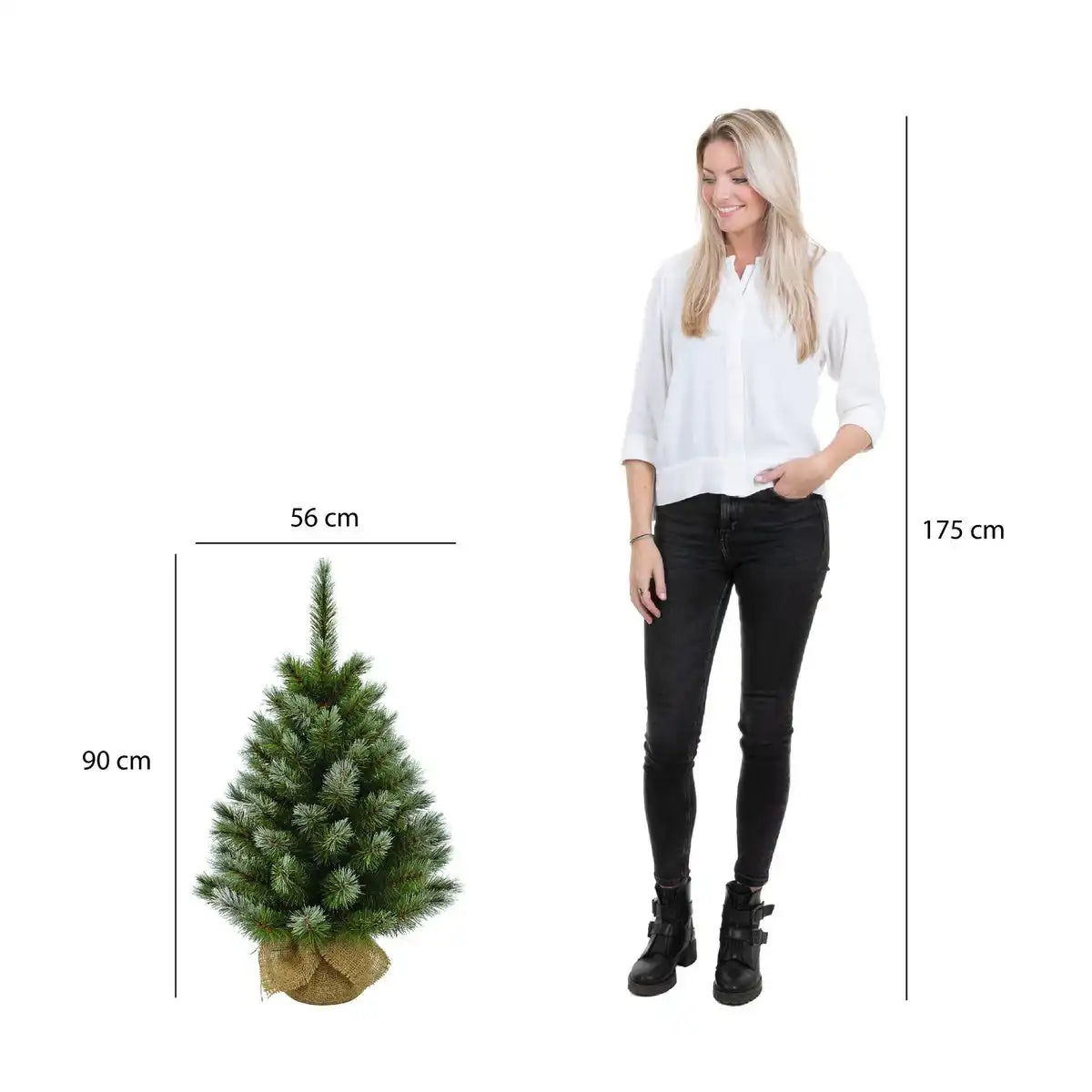 Künstlicher Weihnachtsbaum Pittsburgh aus Jute – H90 x Ø56 cm – Grün gefrostet