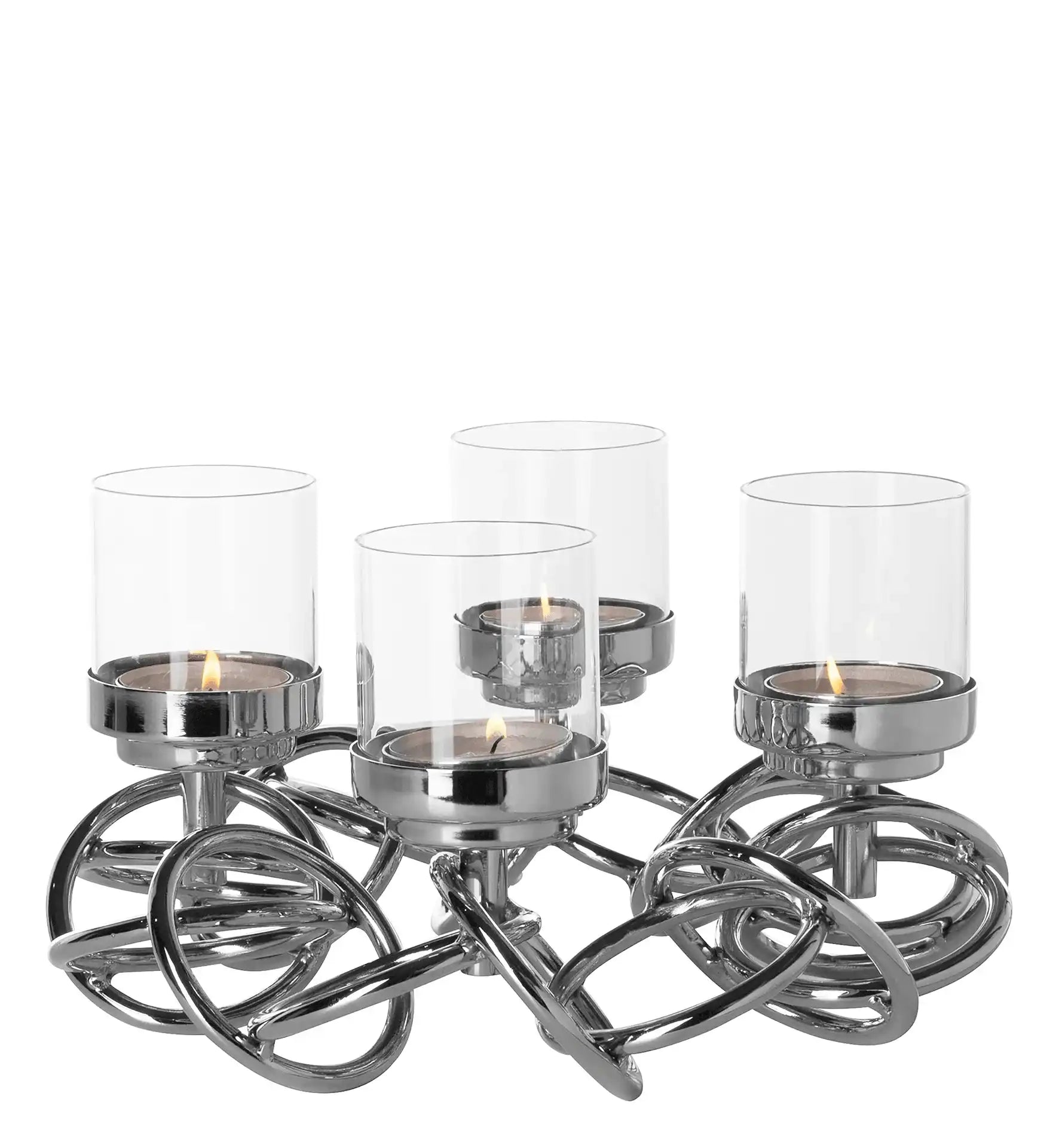 4-flammig Adventskranz SONETTE silberfarben, glänzend, Edelstahl - HomeDesign Knaus