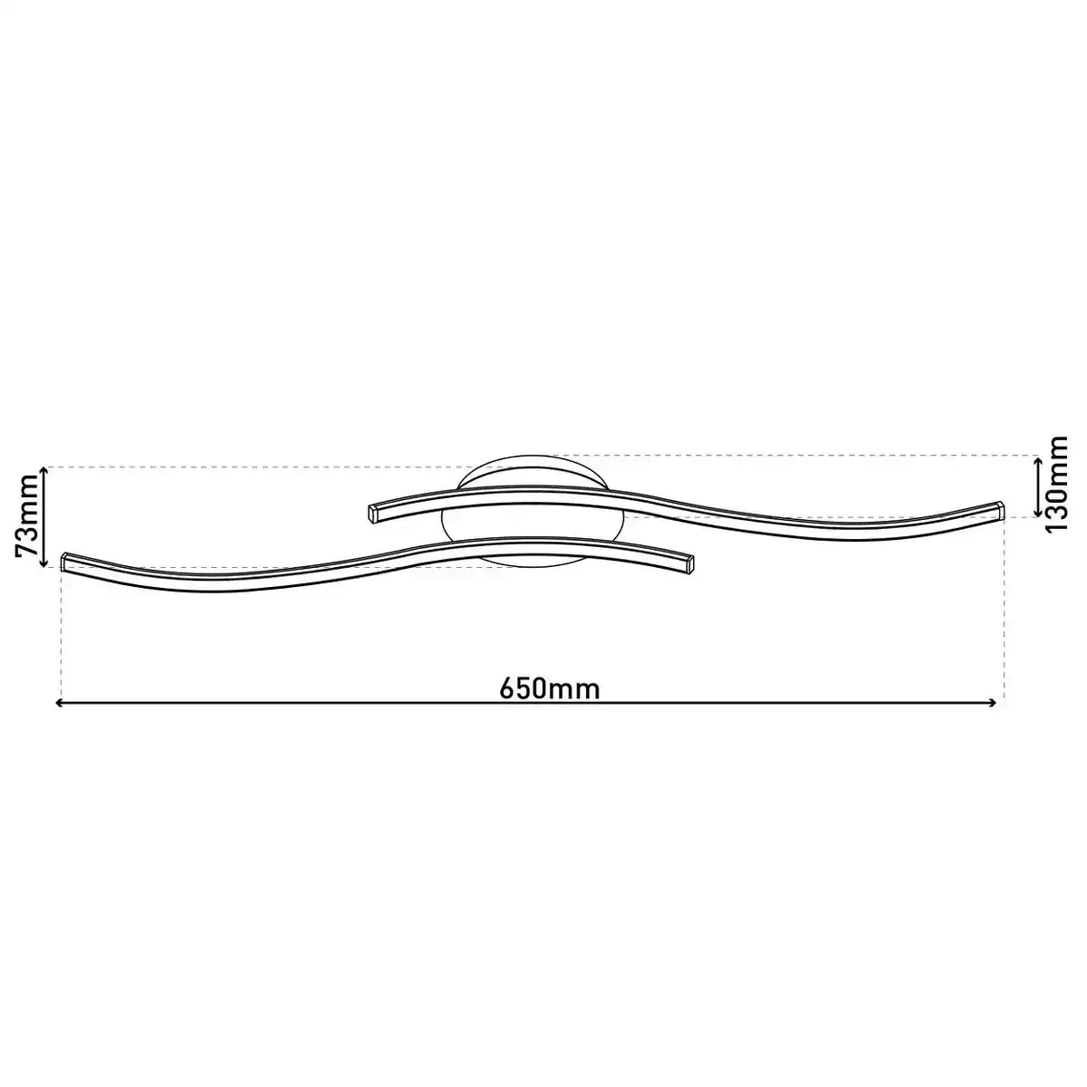 LED Wand-/Deckenleuchte "ONDA", Deckenlampe aus Metall und Kunststoff in Schwarz, mit fest verbauten LEDs, Beleuchtung für Wohnzimmer, Esszimmer oder Büro 65 cm lang