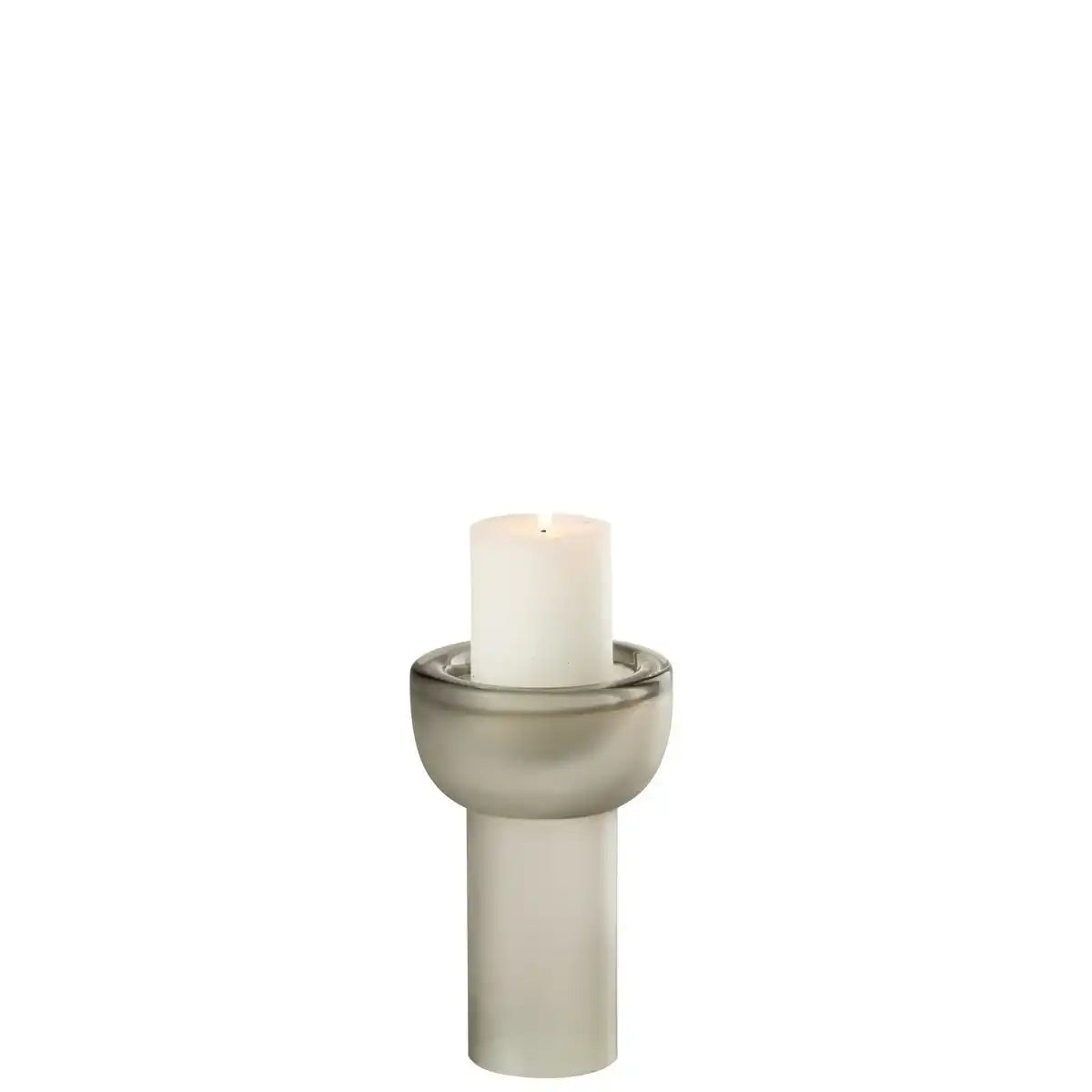 J -Line Vase/Candlestick Yara - Glas - Grau - klein - 20 cm hoch