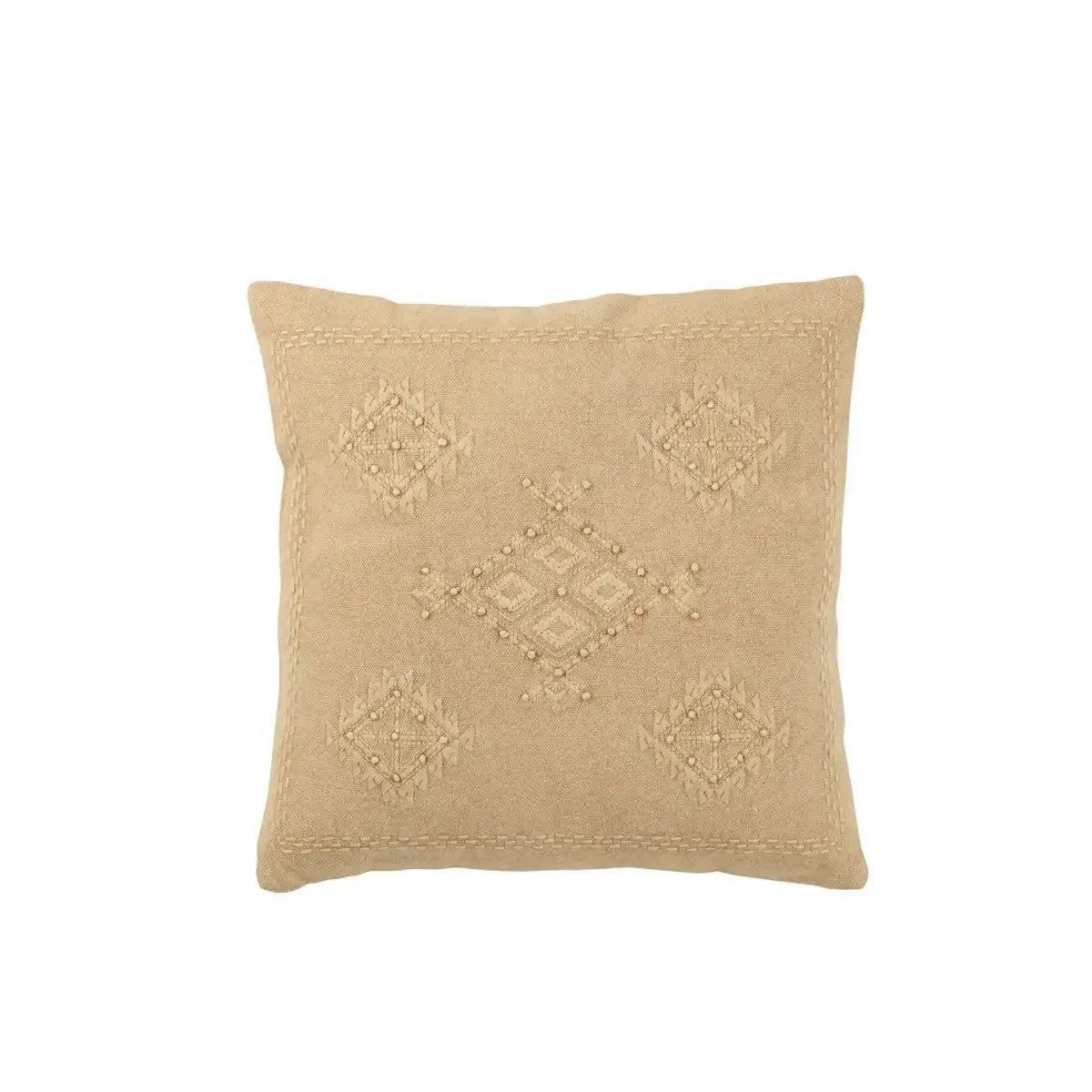 J-Line Kissen Stickerei – Baumwolle – Beige