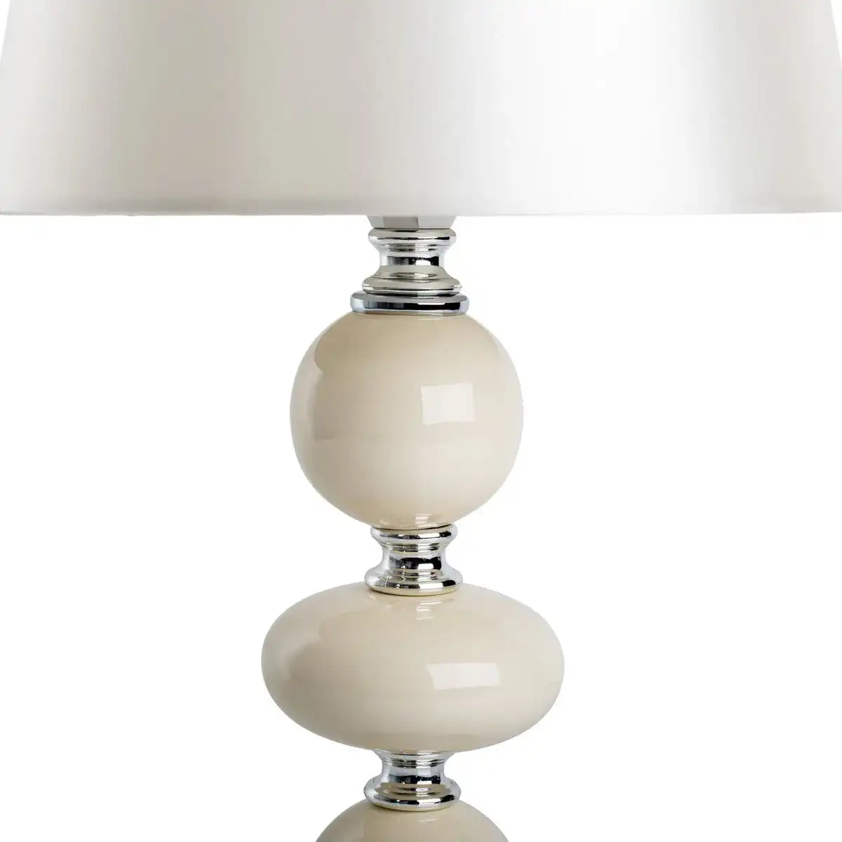 Keramik Tischleuchte "ARAGA" 36 cm hoch, Tischlampe aus Metall, Keramik, mit Textilschirm, beige, mit E14-Fassung, Beleuchtung für Esszimmer, Wohnzimmer, Diele oder Büro