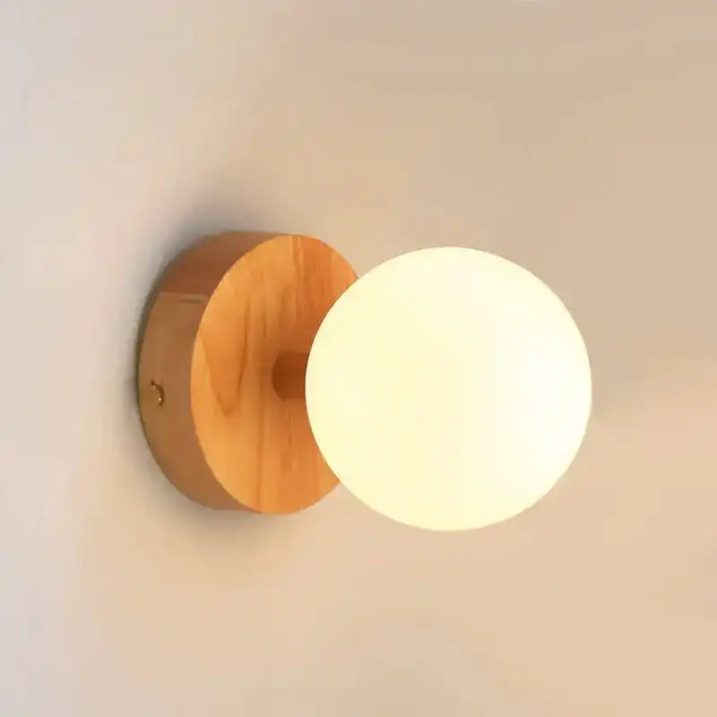 Richella hellbraunes Holz- und Glaswandlicht - wiederaufladbar und schnurlos