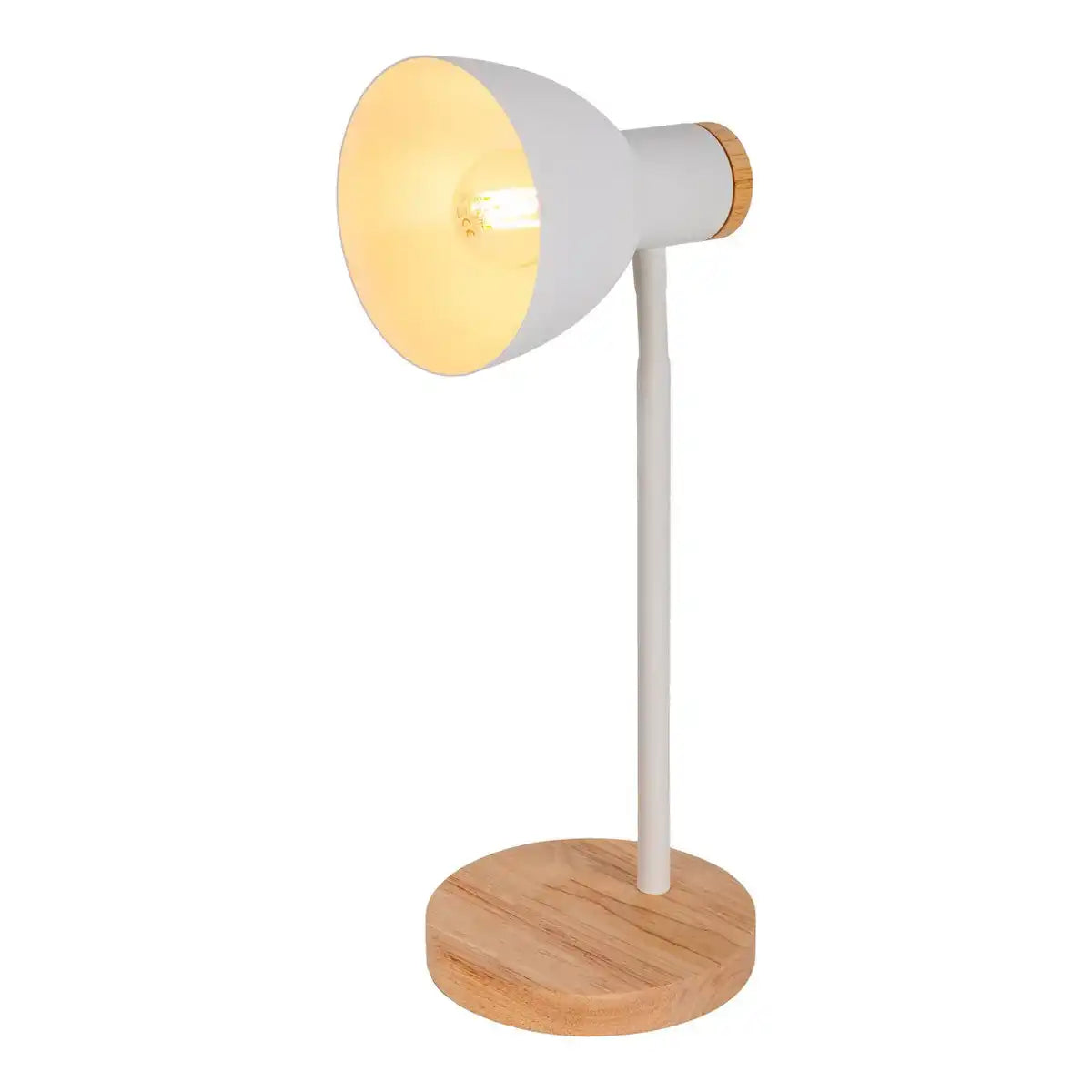 Schreibtischleuchte "MARIE" aus Metall und Holz, E14, Weiß, 36,5 cm hoch