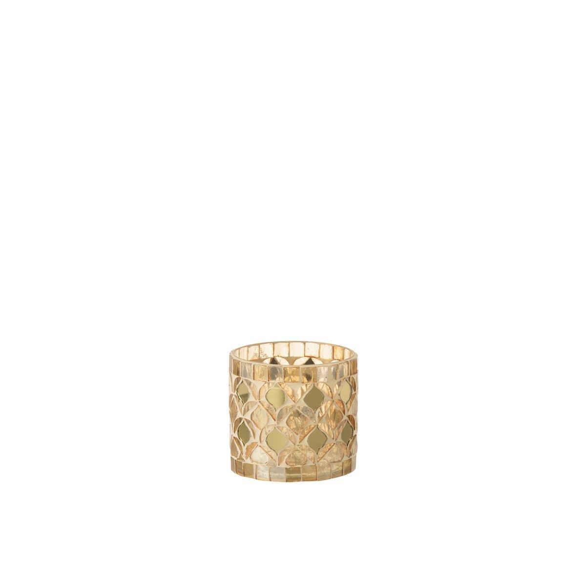 J-Line Teelichthalter Mosaik - Glas - Gold - klein -