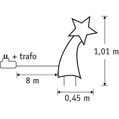 Star Gartenstecker mit warmer weißer LED -Beleuchtung - L45 x H101 cm - Schwarz