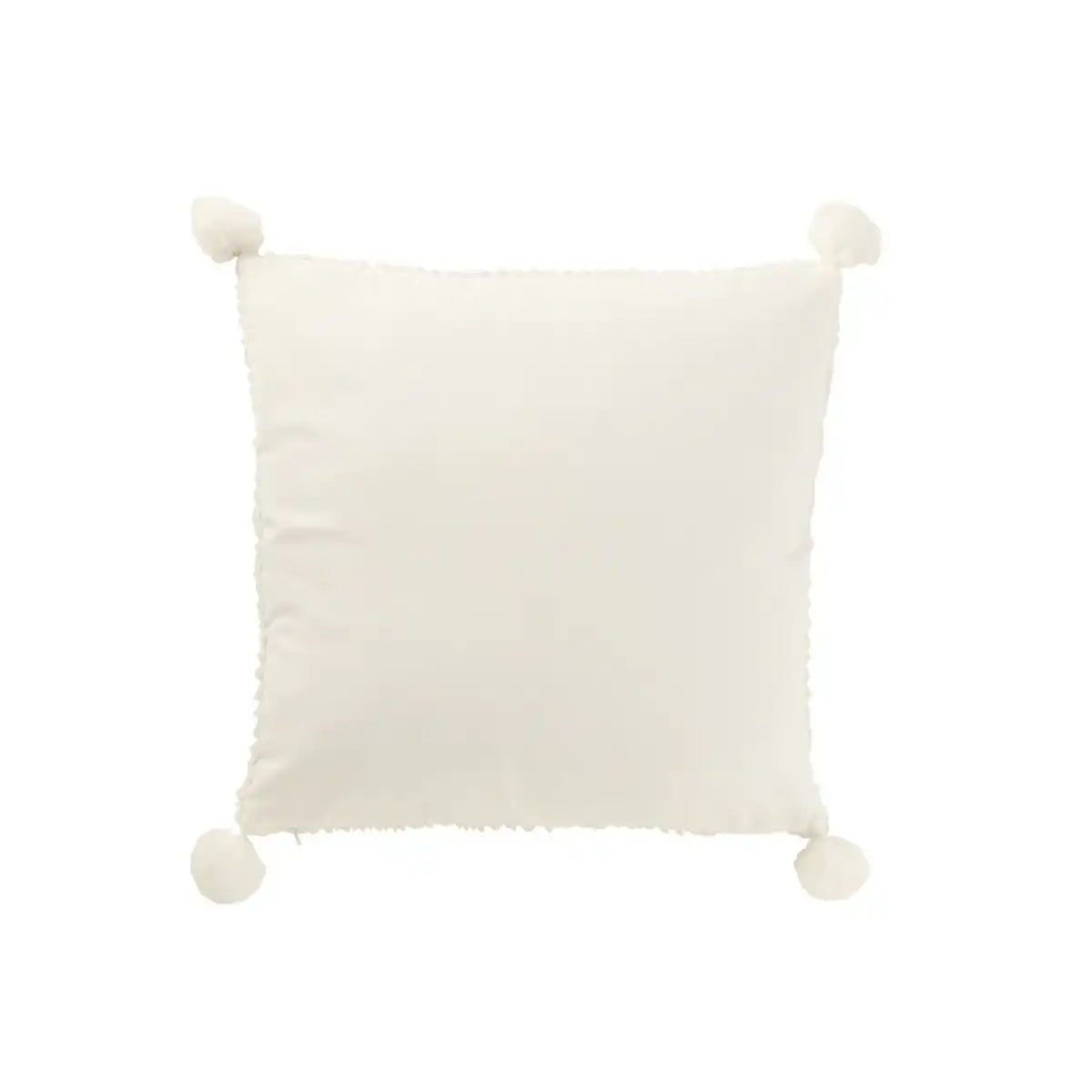 J-Line Kissen Weiche Pompons Polyester Weiß