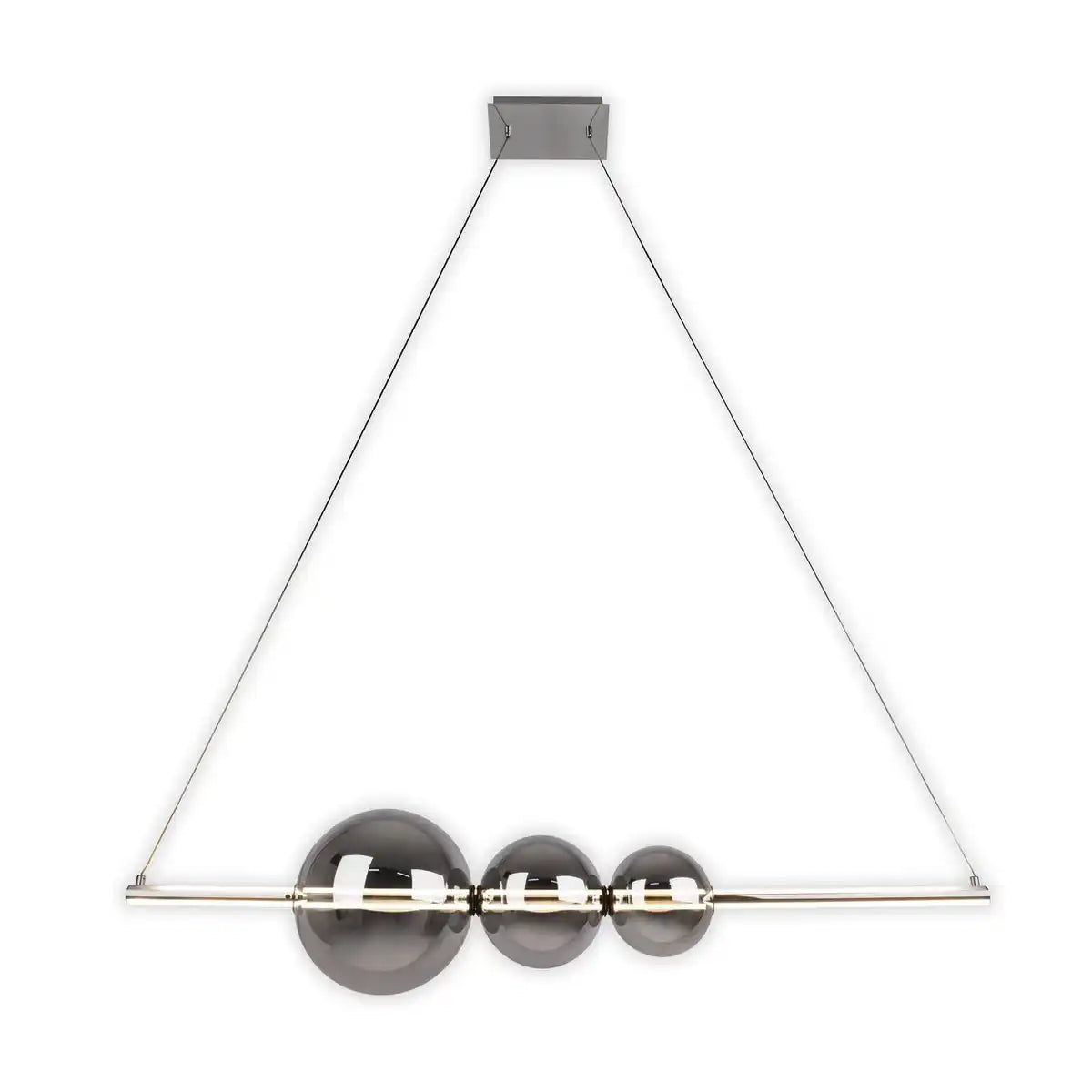 LED Pendelleuchte chrom "NOVA" aus chromfarbenem Metall, Kunststoff und Rauchglas, mit fest verbauten LEDs, ca. 105 cm lang