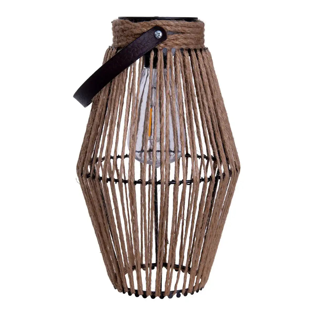 LED Solarleuchte "Korbinian" für Garten und Terrasse, Dekolampe aus Metall und Kunststoffschnurbespannung in natur, LEDs fest verbaut, Solar Lampe für Außen 30 x 18 cm