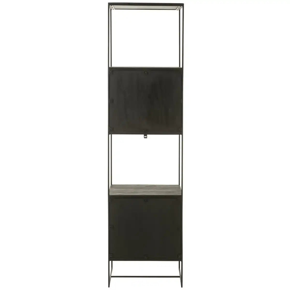 J -Line Rek Slim Teak - Holz/Metall - Schwarz