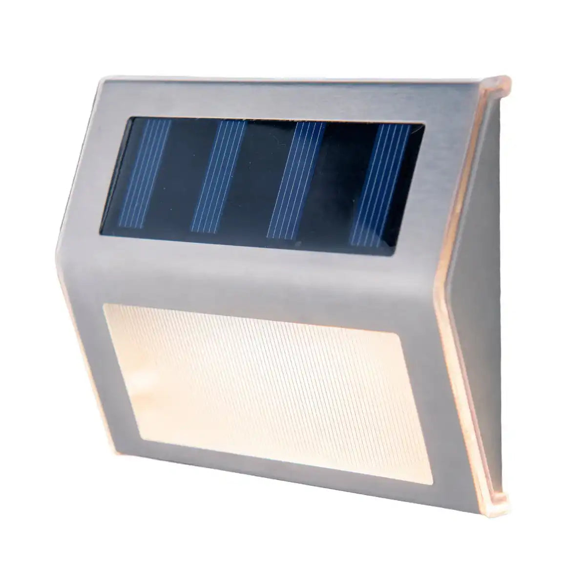 4er-Set LED Solar-Außenleuchte , für Außen, Wandleuchte - Metall und Kunststoff in Stahl-blank, mit integrierter LED