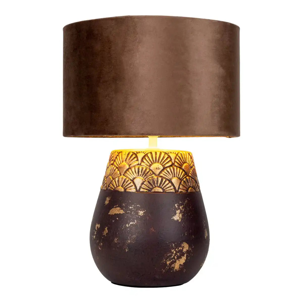Keramik Tischleuchte "Bronco", Tischlampe, Keramik, beige/grau, mit E14-Fassung, für Esszimmer, Wohnzimmer, Diele oder Büro, 39 cm hoch