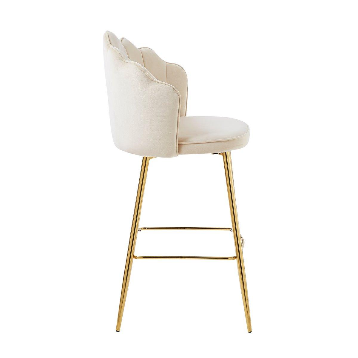 Barhocker Muscheldesign 2er Set aus Samt Beige