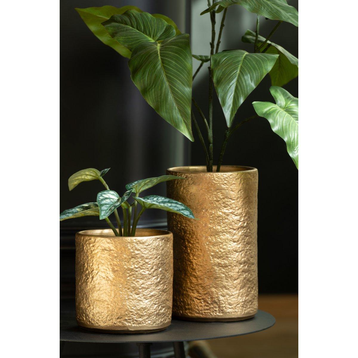 J-Line Blumentopf Gatsby Keramik Gold Klein