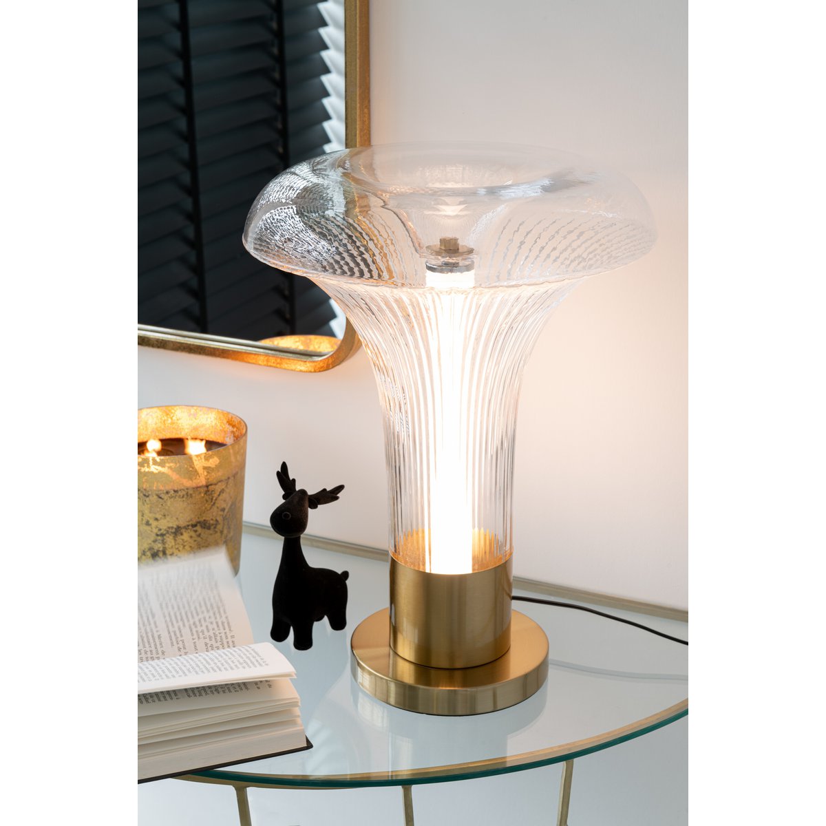 J -Line Tischlampe - Metall/Glas - Gold/Transparent - LED -Leuchten