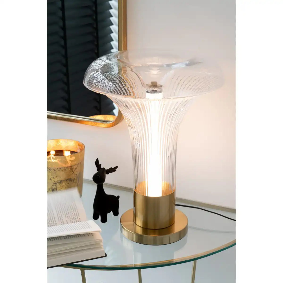 J -Line Tischlampe - Metall/Glas - Gold/Transparent - LED -Leuchten