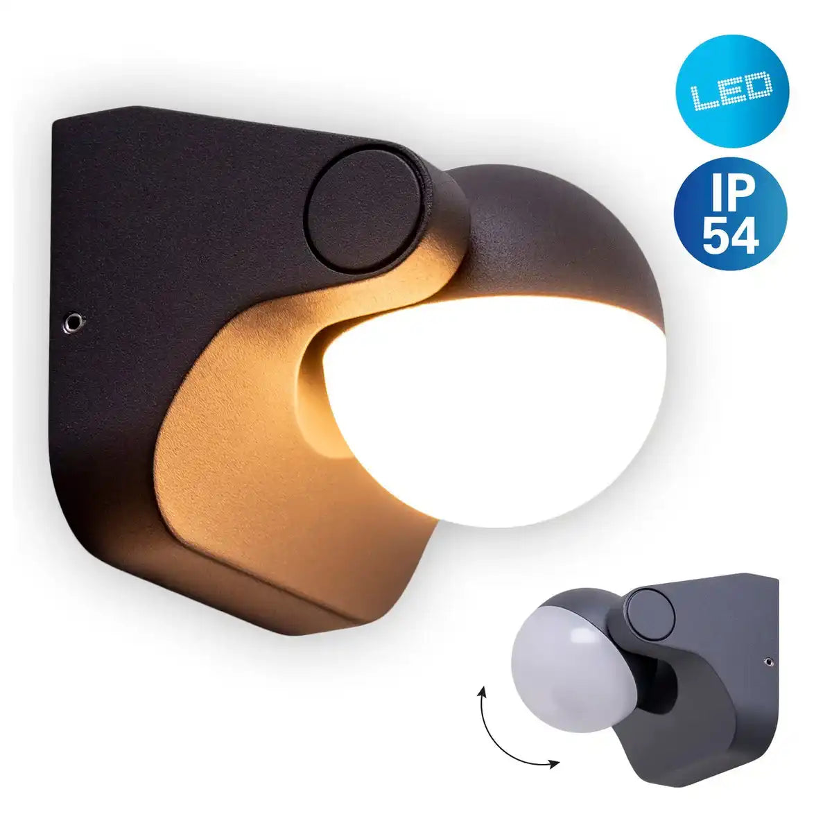 LED Außen Wandleuchte "PALLAS" , aus Metall und Kunststoff in Anthrazit, mit integrierter LED