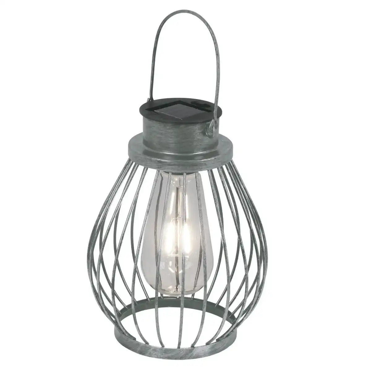 LED Deko-Solarleuchte 21,5 cm hoch, für Außen, aus Metall, Glas und Kunststoff, Silber, mit fest verbauter