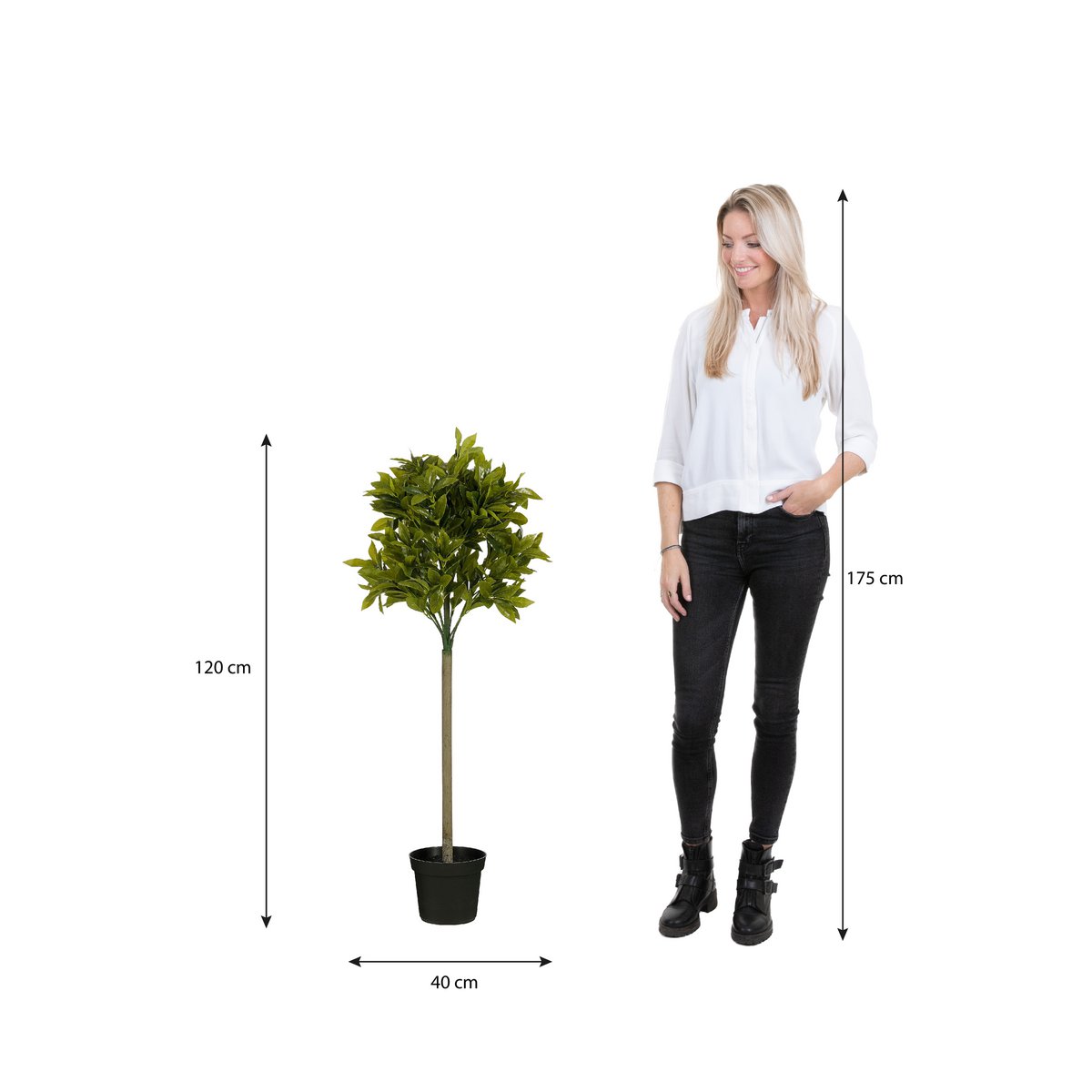 Künstliche Pflanze Laurelbaum - H120 x Ø40 cm - Grün