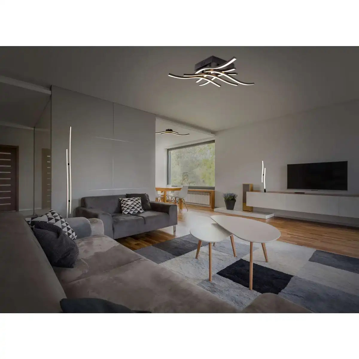 LED Stehleuchte "ONDA" h: 130cm, Stehleuchte, Metall und Kunststoff in Schwarz, integrierte LED, Beleuchtung für Wohnzimmer, Esszimmer oder Büro