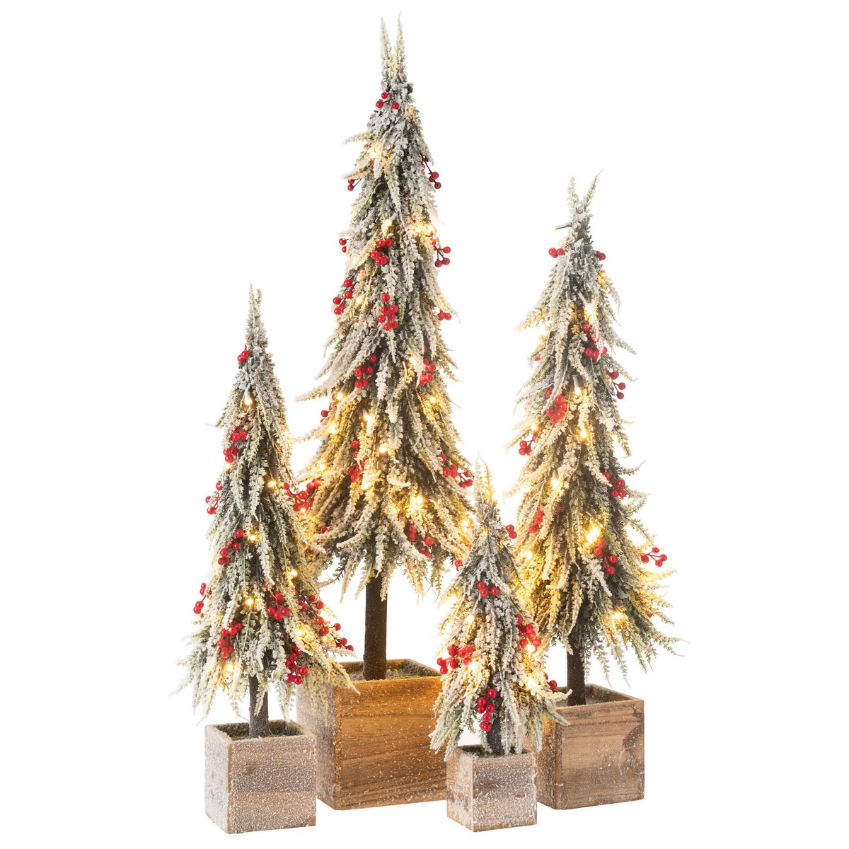 J-Line Weihnachtsbaum+LED Kunststoff Schneegrün/Rot Extra Groß